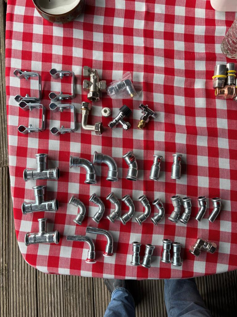 Diverse CV koppelingen en beugels 15mm, 22mm, knel, Gebruikt, Minder dan 30 cm, Overige typen, Minder dan 60 cm