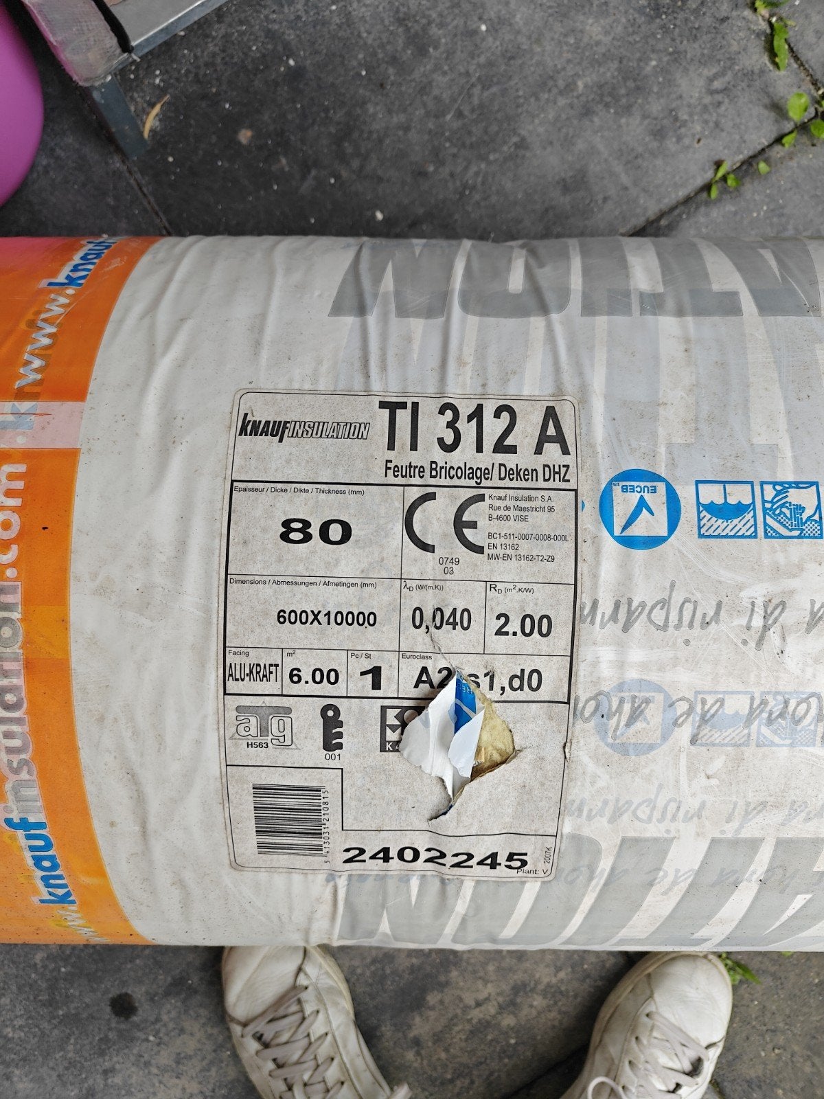 Knauf Isolatie TI 312 A Glaswol 80mm dik, Dakisolatie, 12 cm of meer, Nieuw, Ophalen of Verzenden