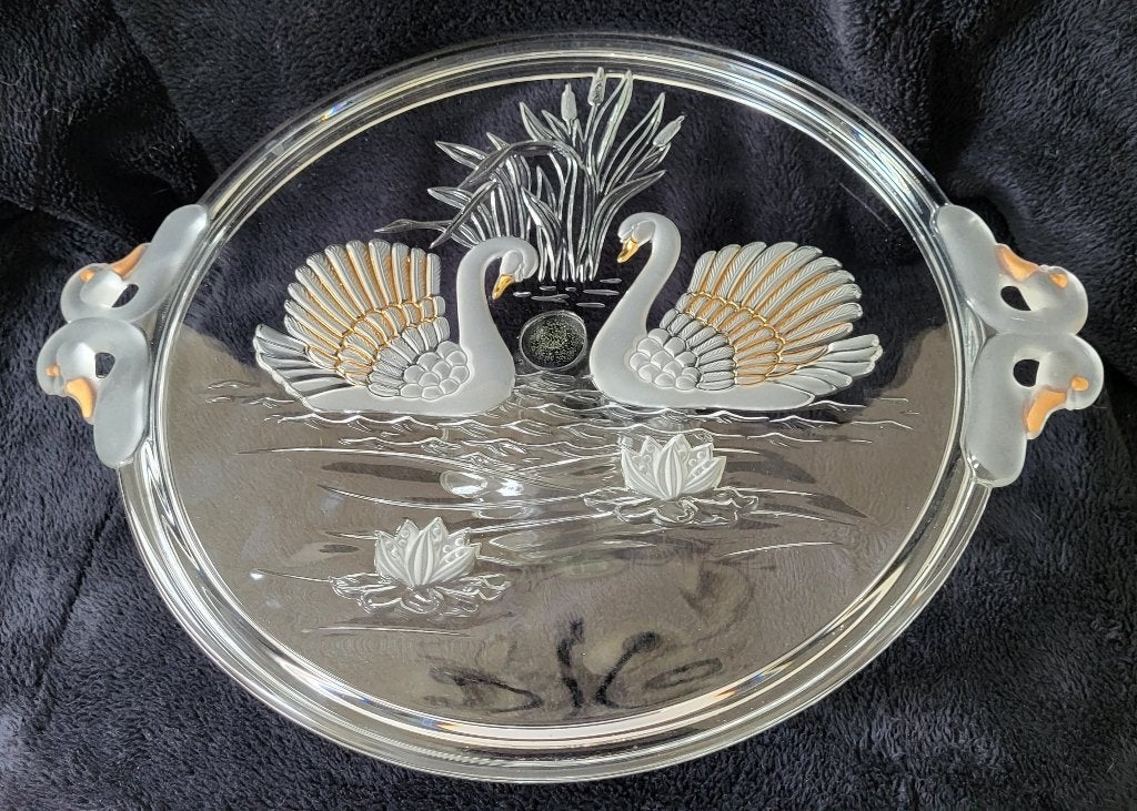 Vintage serveerschaal / taartplateau, Antiek en Kunst, Antiek | Glas en Kristal, Ophalen of Verzenden
