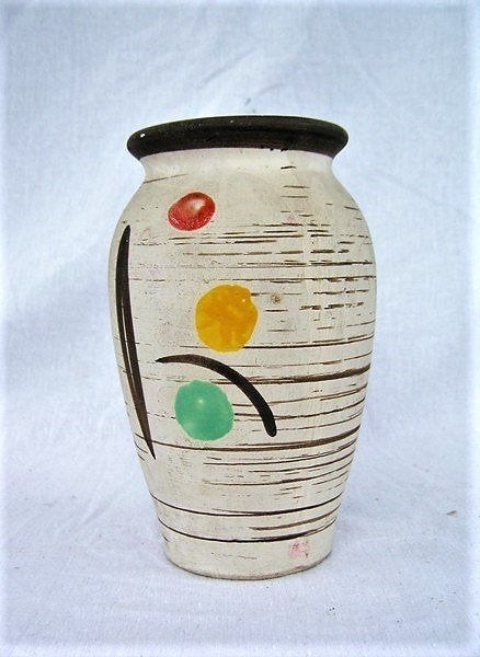 Vintage vaasje 50s - Scheurich 238-14 (115), Ophalen, Zo goed als nieuw, Wit, Steen/keramiek