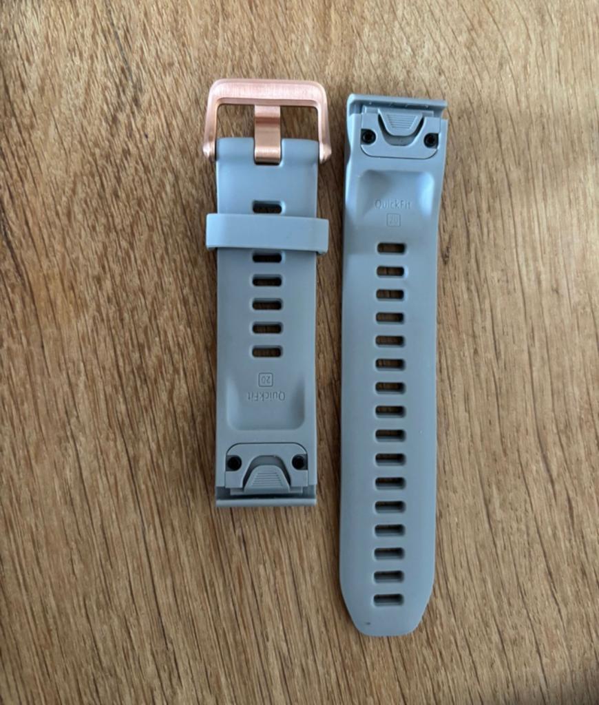 Garmin QuickFit 20 horlogebandje - Grijs met Roségoud, Overige merken, Polshorloge, Nieuw, Kunststof