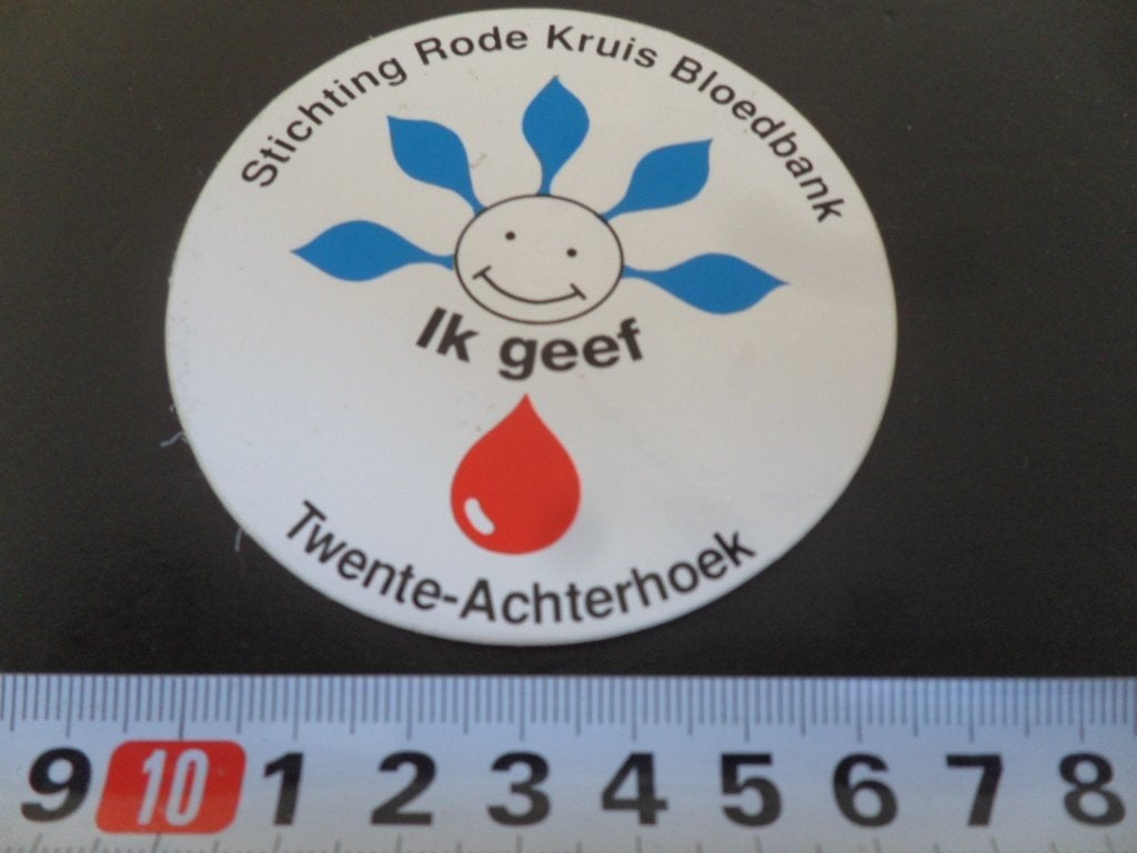 sticker Twente Achterhoek Stichting Rode Kruis Bloedbank *, Ophalen of Verzenden, Zo goed als nieuw