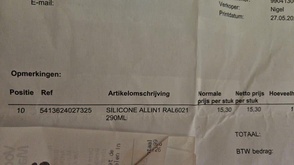 Siliconenkit, Overige materialen, Gebruikt, Minder dan 5 m², Ophalen