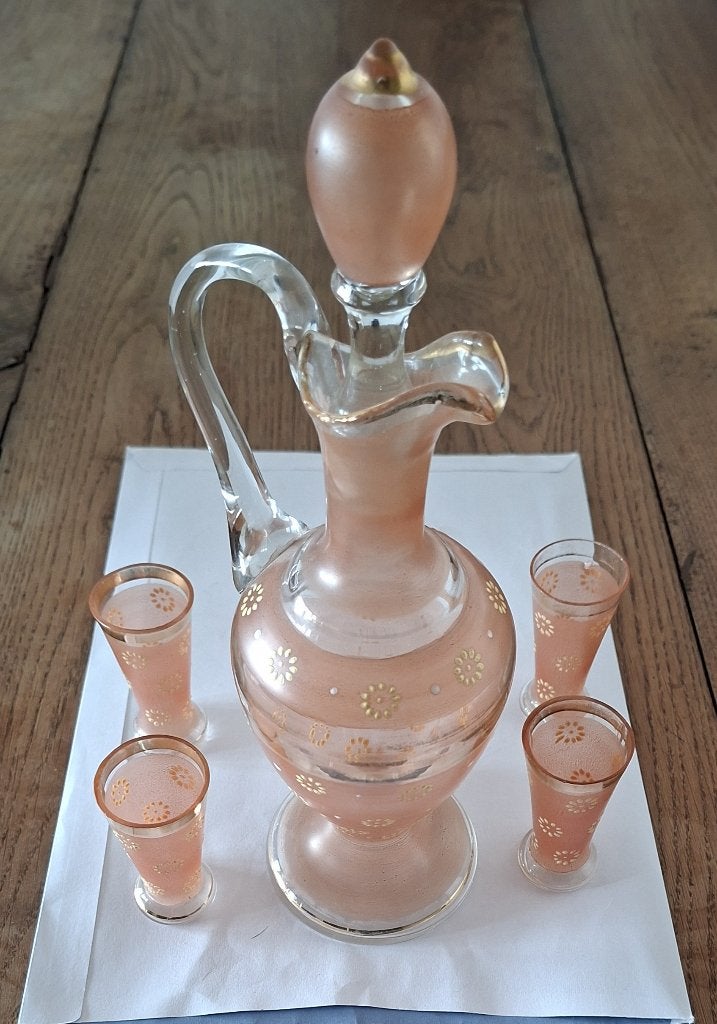 Karaf met 4 glaasjes, Art Deco, 1930-1940, Antiek en Kunst, Antiek | Glas en Kristal, Ophalen