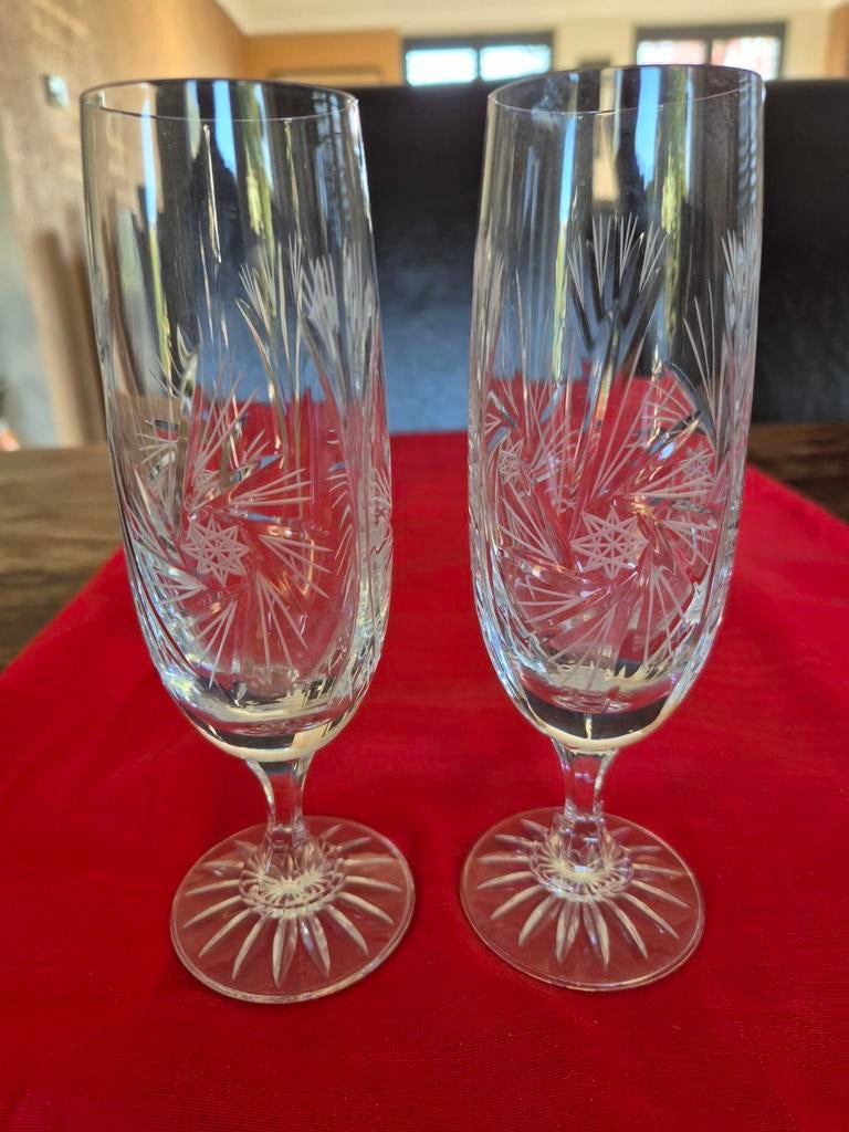 2 vintage champagneglazen Edinburgh Crystal Star of Edinburg, Antiek en Kunst, Antiek | Glas en Kristal, Ophalen of Verzenden