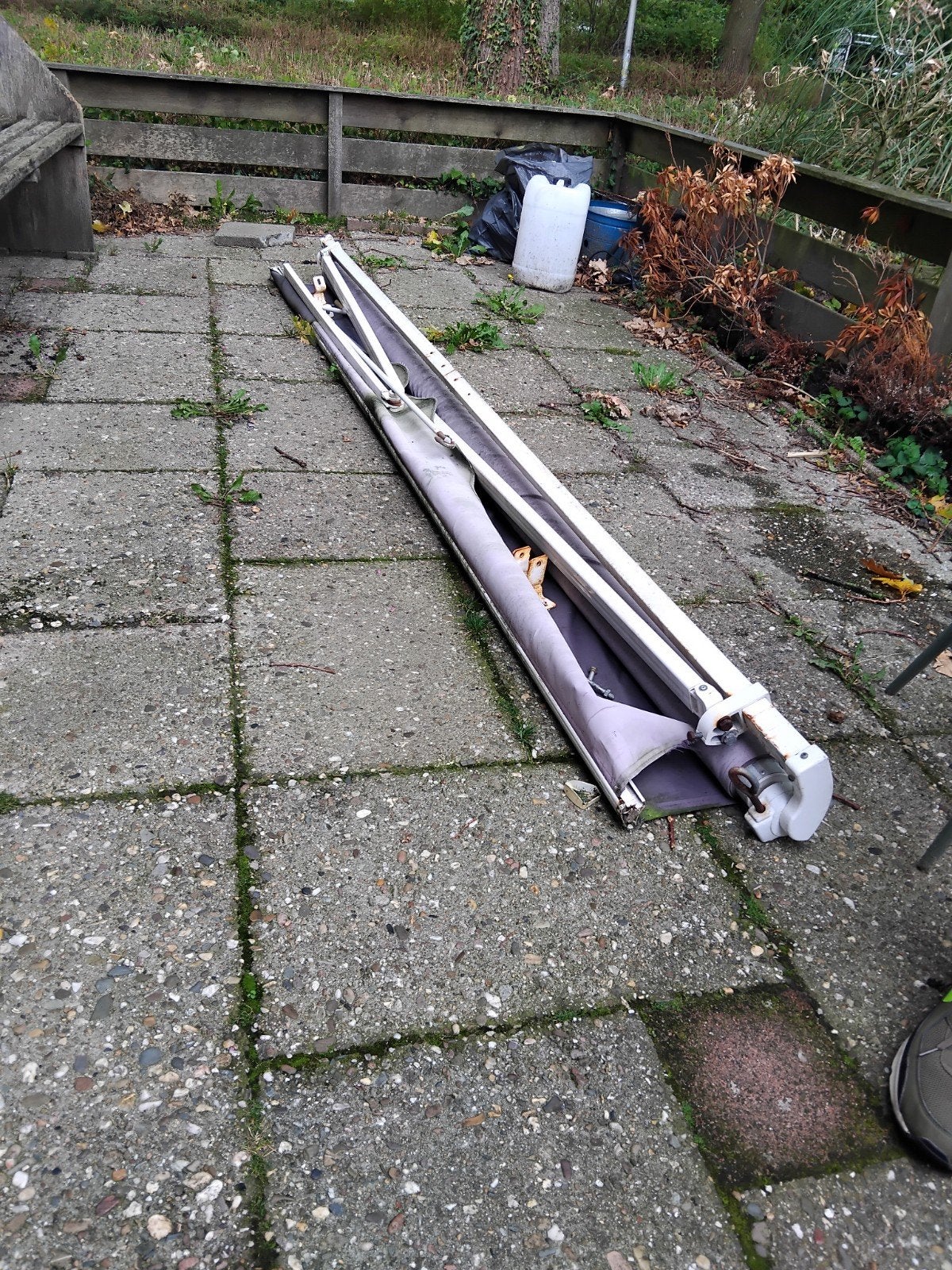 Zonnescherm - doek niet gescheurd, handmatig systeem, Ophalen of Verzenden, Gebruikt, Overige typen