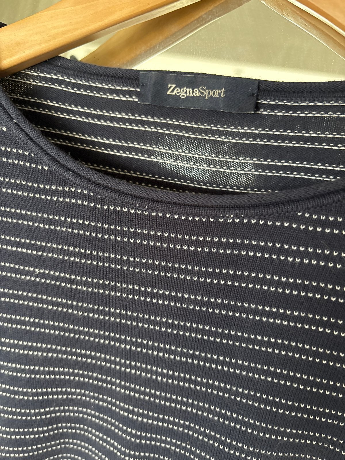 Zegna Sport Blauw/Wit Lente/Zomer/Nazomer Trui Maat M, Kleding | Heren, Truien en Vesten, Ophalen of Verzenden, Gedragen, Maat 48/50 (M)