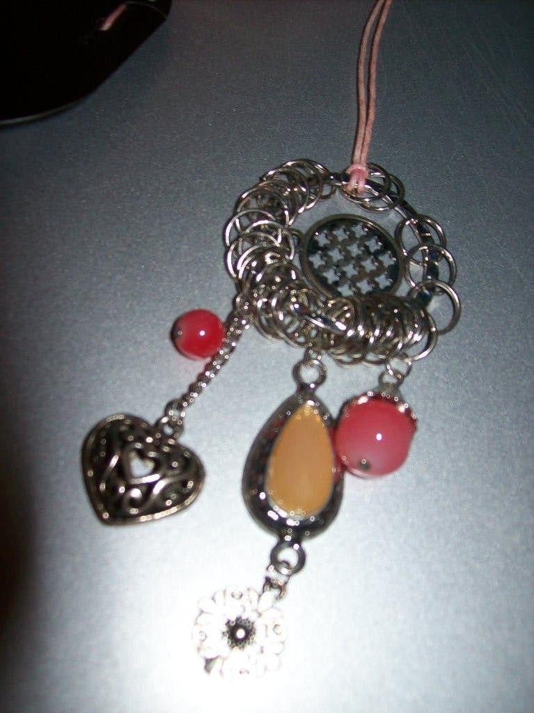 Ketting Roze Koord Mooie Zilvertint Fraaie Steen Bedels, Sieraden, Tassen en Uiterlijk, Kettingen, Overige kleuren, Verzenden
