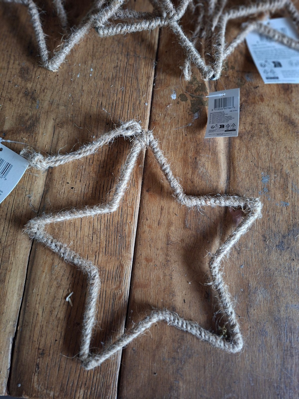 12 x jute ster 20 cm, Ophalen of Verzenden, Nieuw