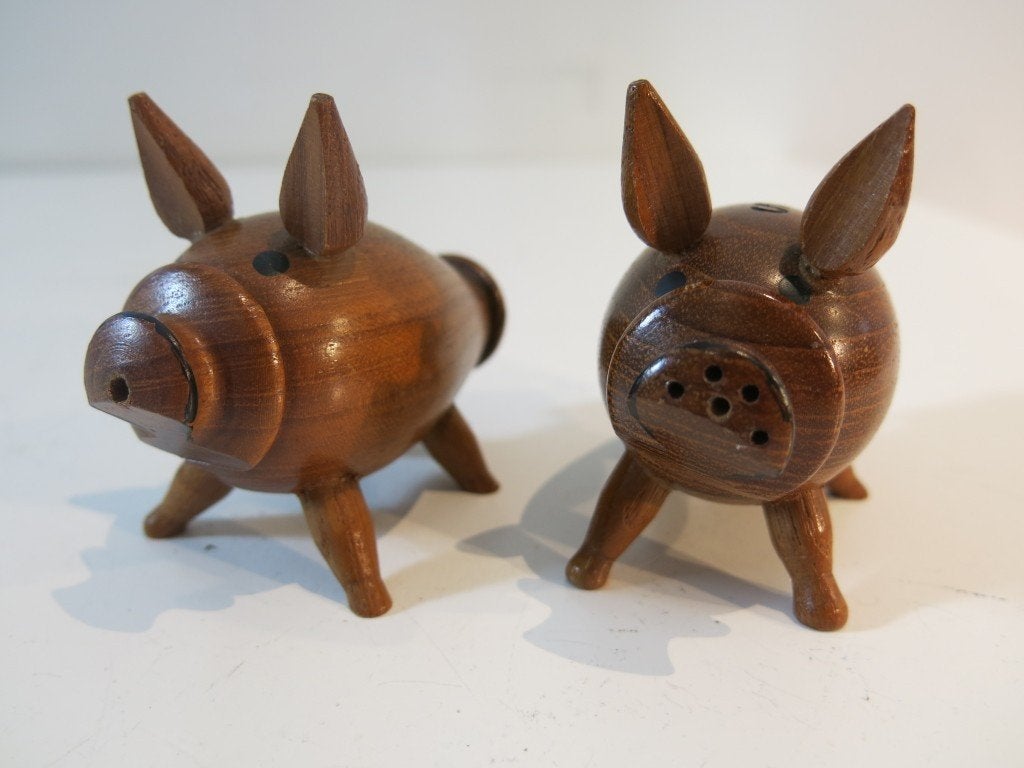 houten peper- en zoutstel varkentjes | Birman Teak |, Ophalen of Verzenden