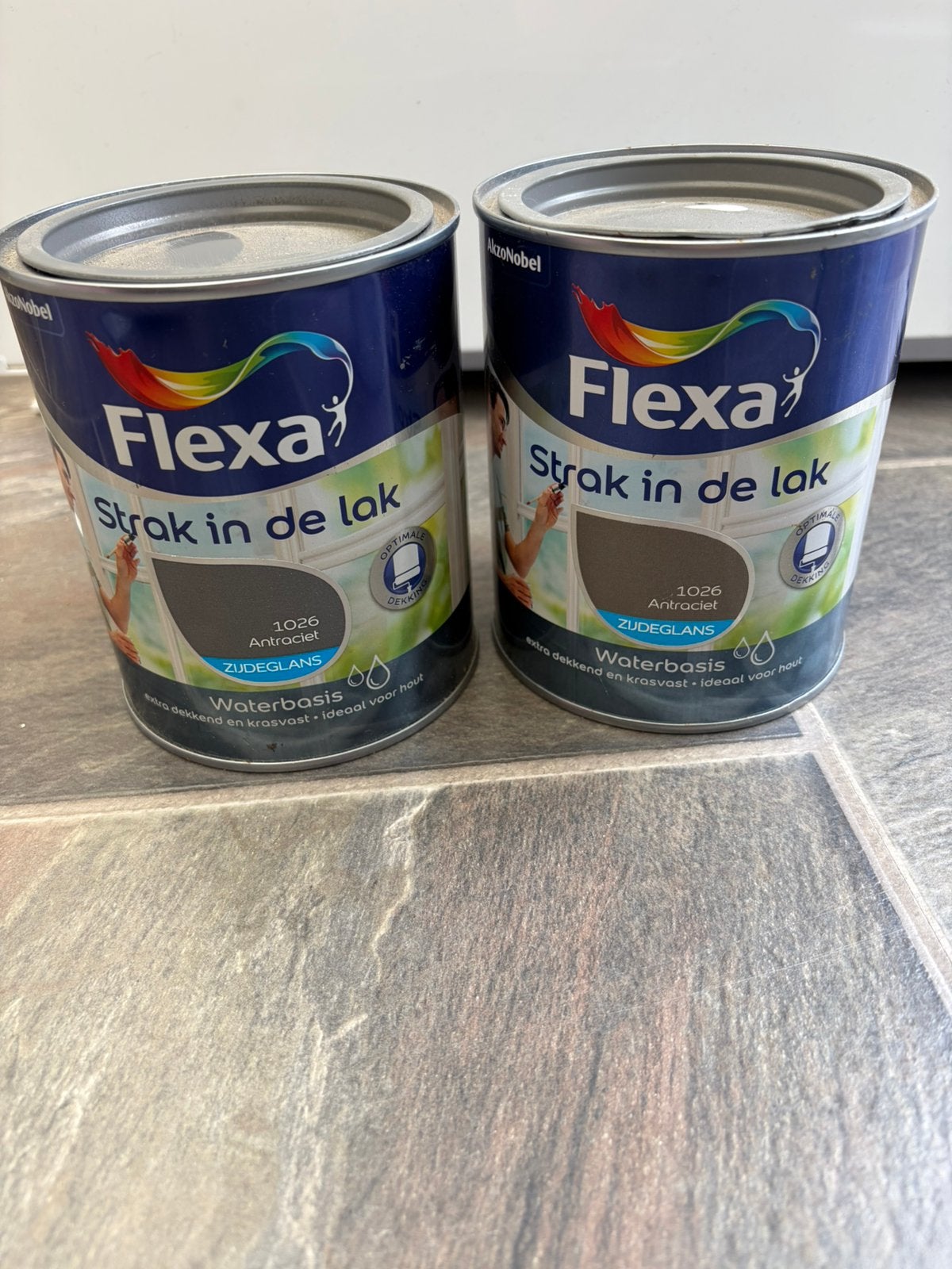 Flexa lakverf antraciet voor binnen, Ophalen, Zo goed als nieuw, Wit