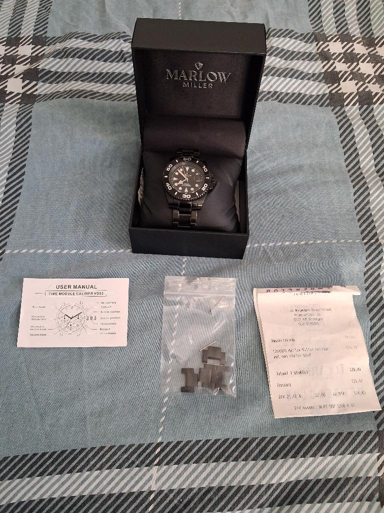 Horloge Marlow Miller, Sieraden, Tassen en Uiterlijk, Horloges | Heren, Overige merken, Staal, Gebruikt, Staal