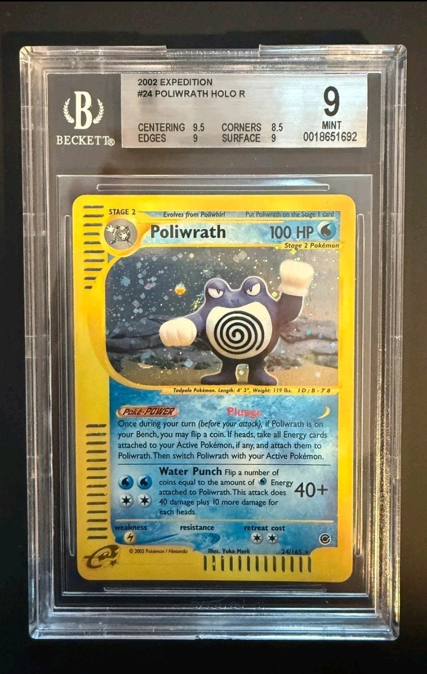 Poliwrath Holo R 2002 Expedition BGS 9 Mint Pokémon Kaart, Hobby en Vrije tijd, Verzamelkaartspellen | Pokémon, Ophalen of Verzenden