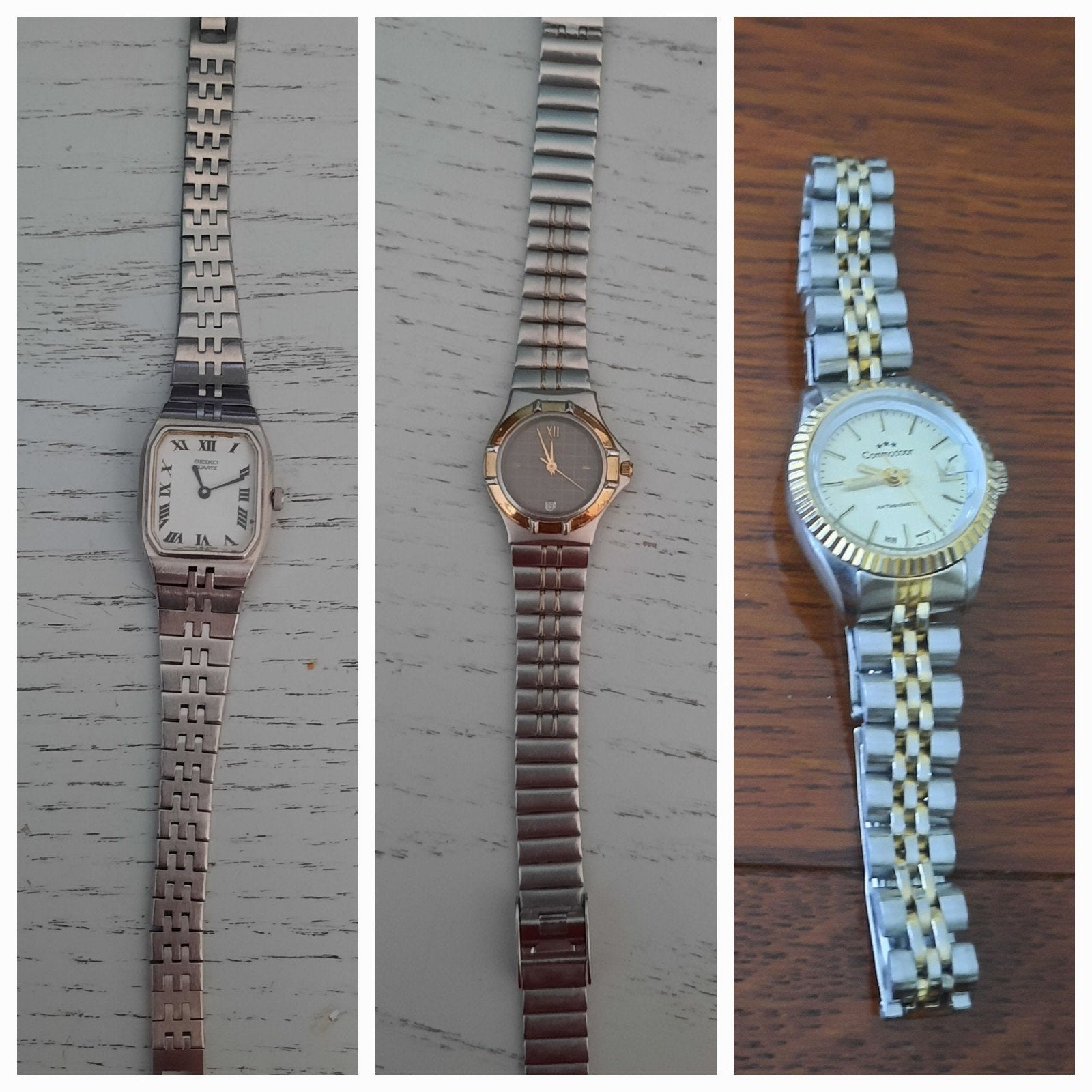 3 vintage dameshorloges uit nalatenschap, Overige merken, Staal, Gebruikt, Staal