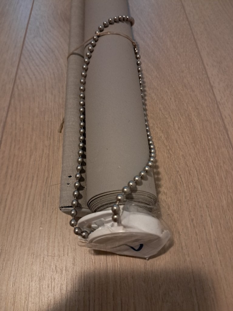 Rolgordijn grijs/taupe 191cm breed en 160cm lang, Ophalen, Gebruikt, Rolgordijn, Inclusief montageonderdelen