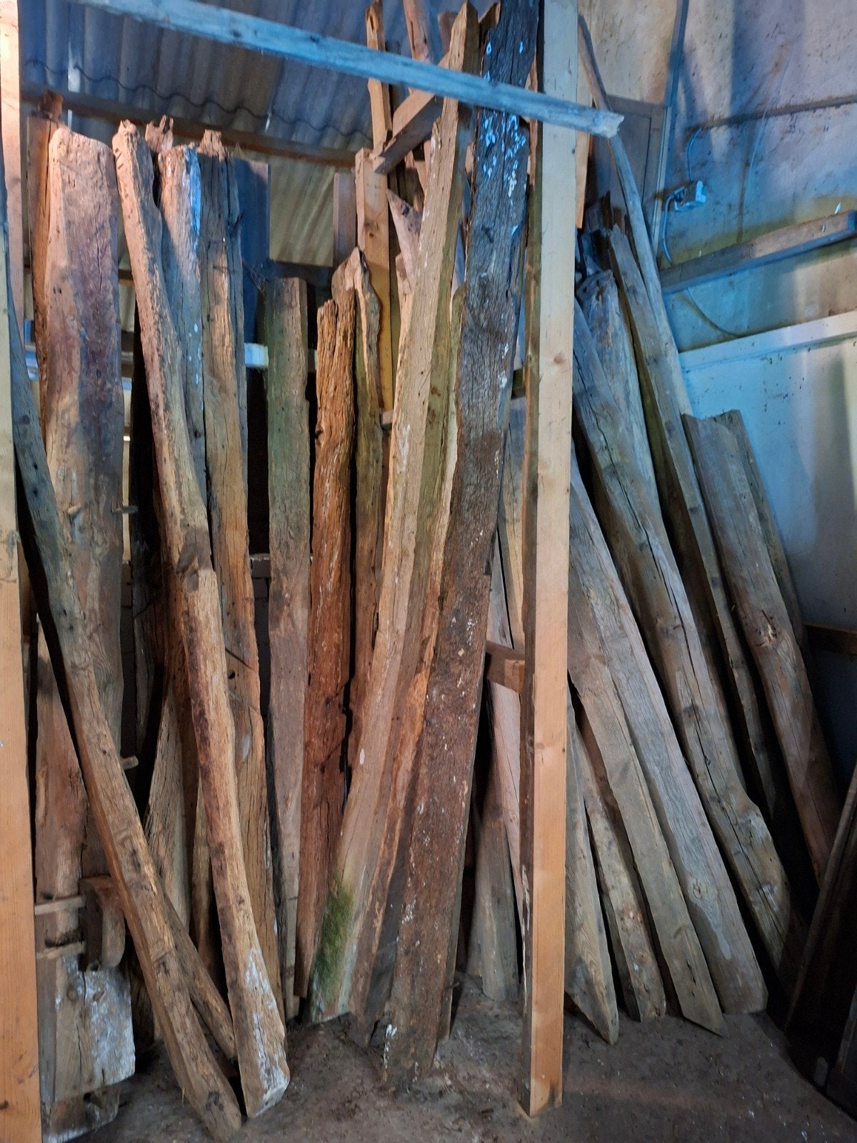 Dikke eiken planken  en douglas schaaldelen, Ophalen, Gebruikt, 250 cm of meer, Planken