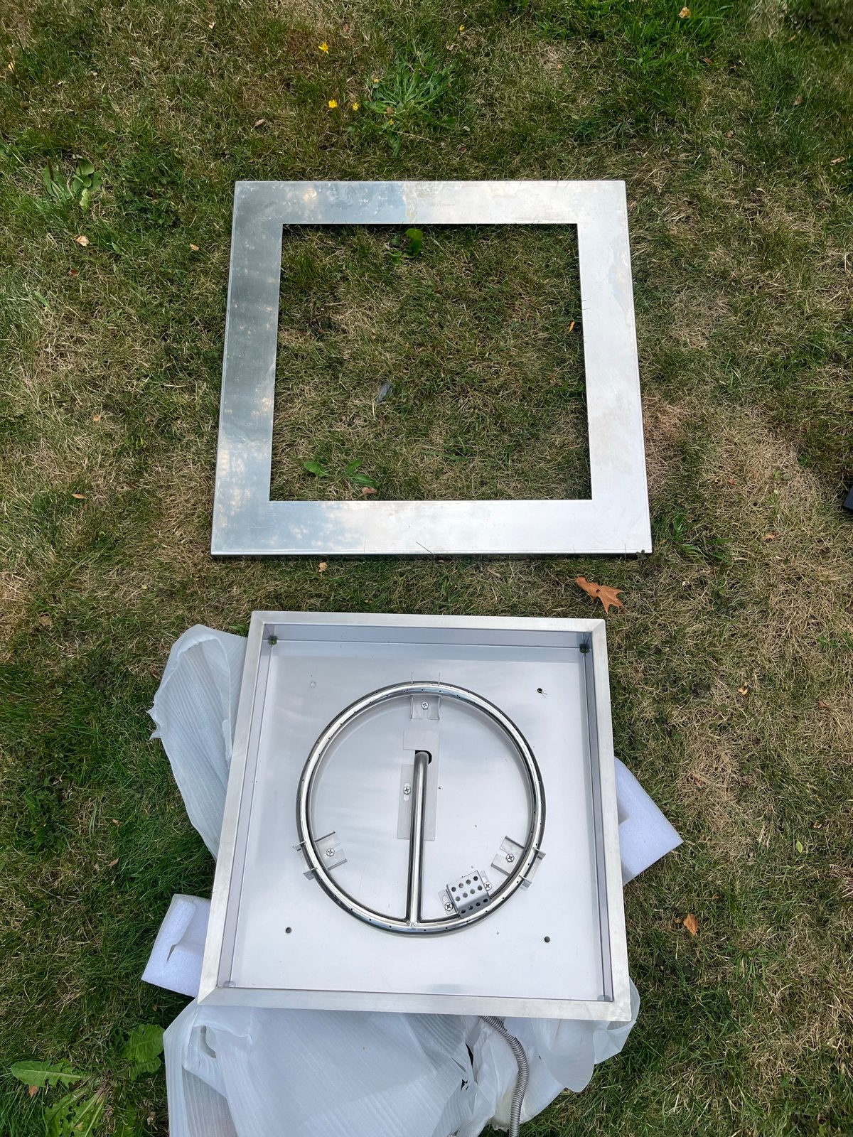 Vuurtafel inbouwbrander 50x50cm, 30cm ring, ontsteker defect, Ophalen, Nieuw
