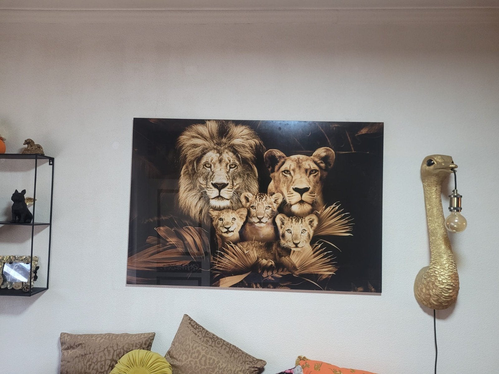 Glass schilderij leeuwen, Ophalen, Zo goed als nieuw, Schilderij, 100 tot 125 cm