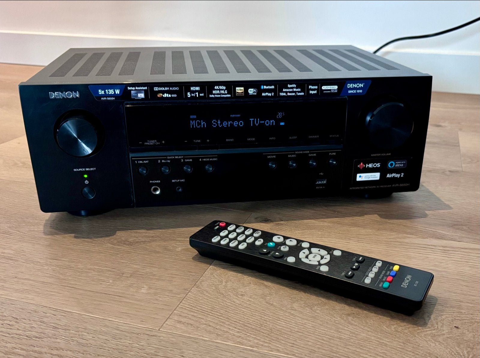 Denon AVR-S650H AV Receiver (in nieuwstaat in doos), Denon, Ophalen of Verzenden, Zo goed als nieuw, 120 watt of meer