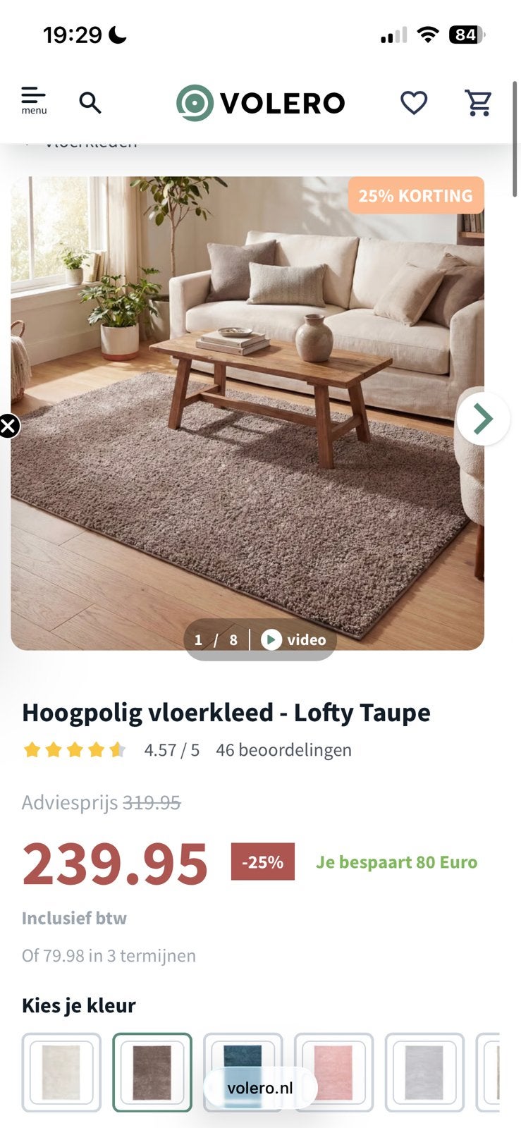 NIEUW Hoogpolig vloerkleed Taupe 230x330cm, Bruin, Ophalen of Verzenden, 200 cm of meer, Rechthoekig