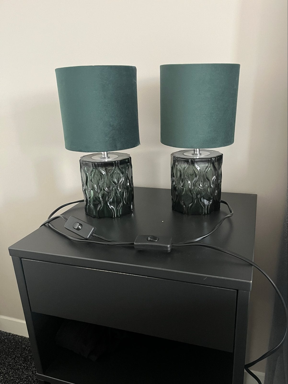 2 Nachtlampjes groen, Huis en Inrichting, Lampen | Tafellampen, Groen, Ophalen, Glas