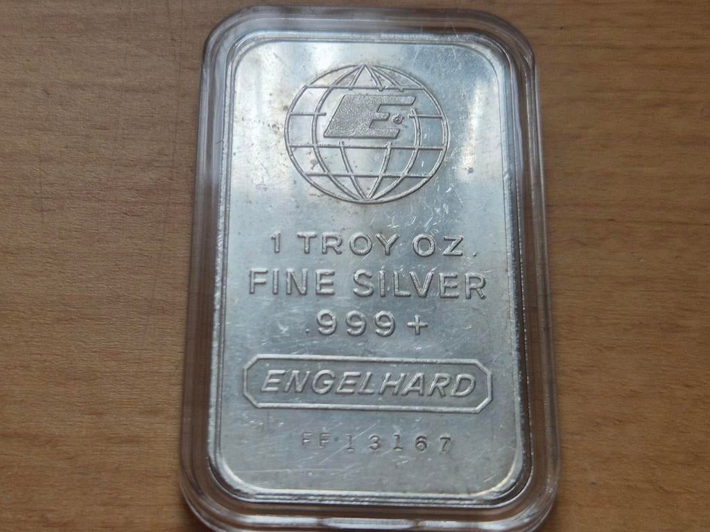 Zilver investering: Engelhard 1 oz Vintage Silver Bar., Ophalen of Verzenden, Zilver