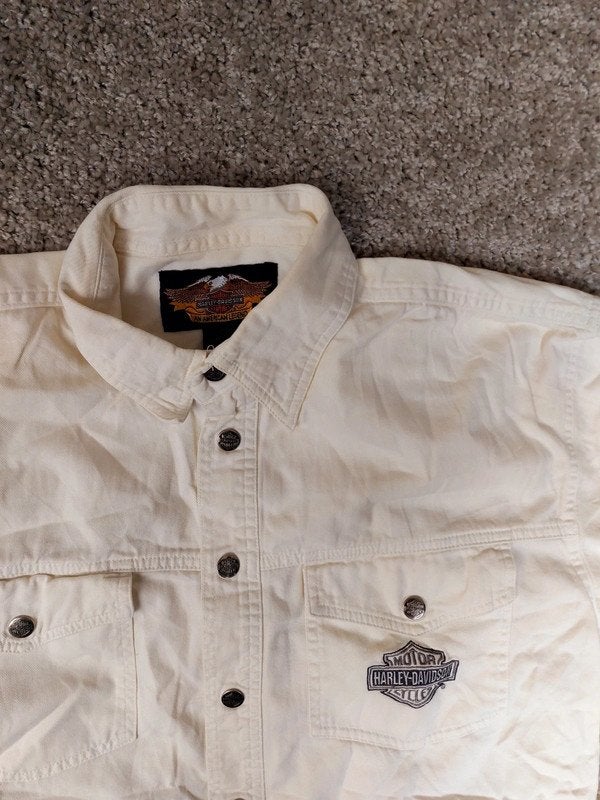 Harley Davidson David Overhemd Heren M Wit Biker USA Denim K, Ophalen of Verzenden, Zo goed als nieuw, Wit, Harley Davidson