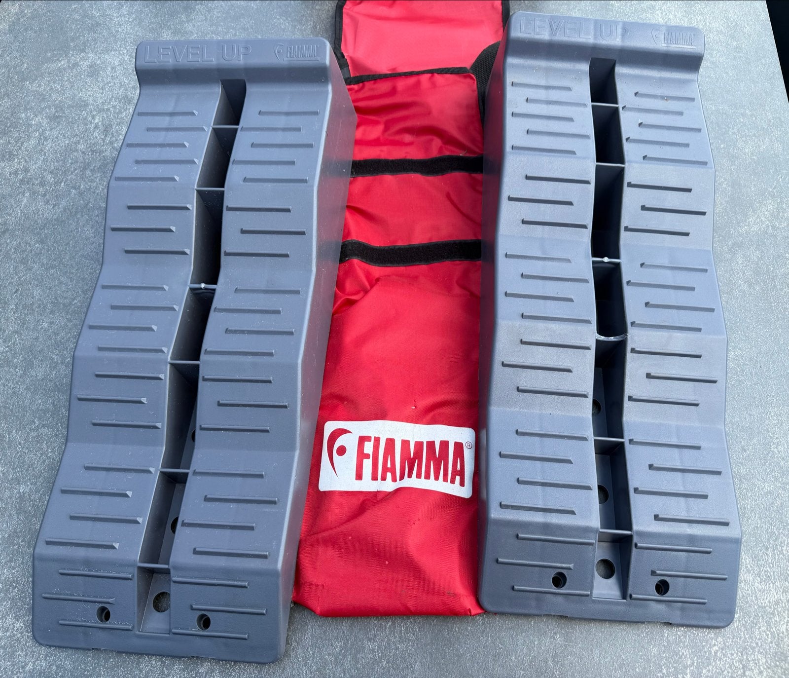 Fiamma Level Up oprijblokken met opbergtas, Ophalen of Verzenden, Gebruikt
