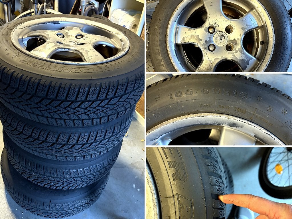 Set van Dunlop Winter Response 185/60 R15 met velgen, Ophalen, Gebruikt, 15 inch, Banden en Velgen