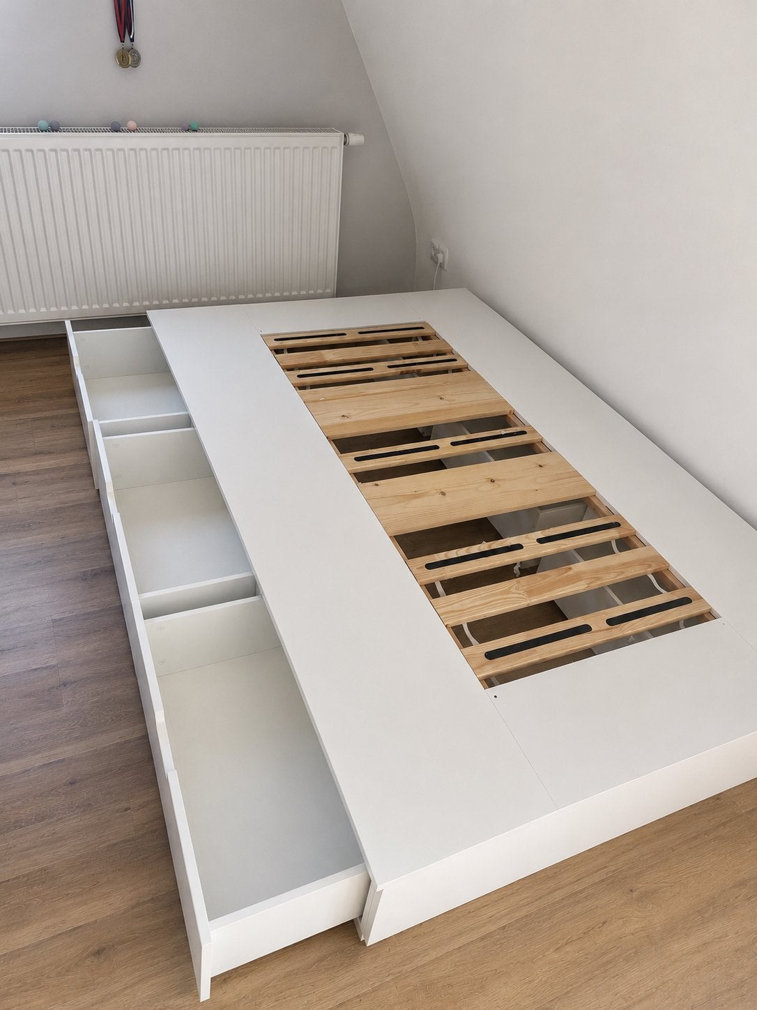 NORDLI Ikea bed 140x200, Ophalen, Gebruikt, Wit, Tweepersoons