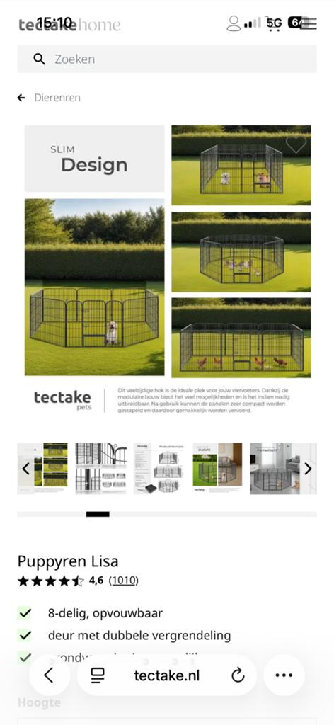 Tectake puppyren 8 delig, Dieren en Toebehoren, Stalling en Weidegang