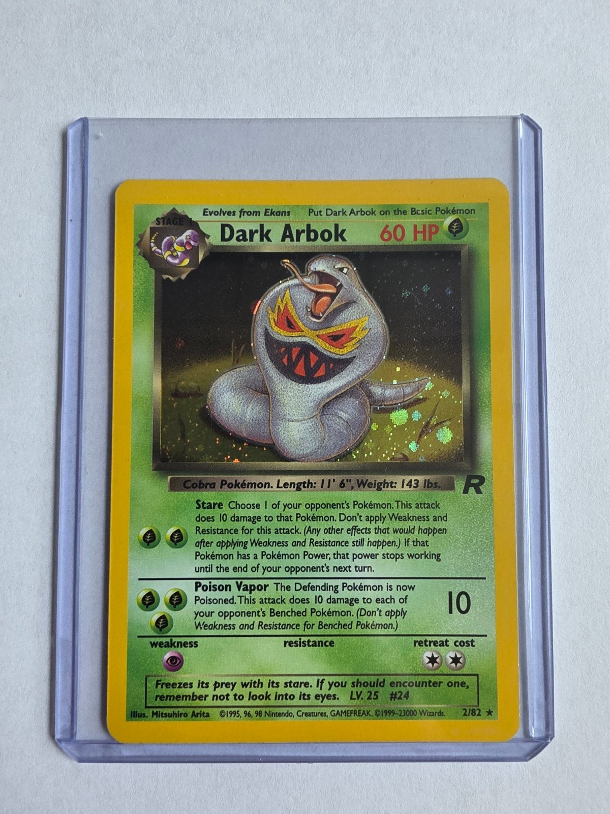Pokémon Dark Arbok 2/82 Team Rocket Holo Rare, Ophalen of Verzenden, Zo goed als nieuw, Losse kaart