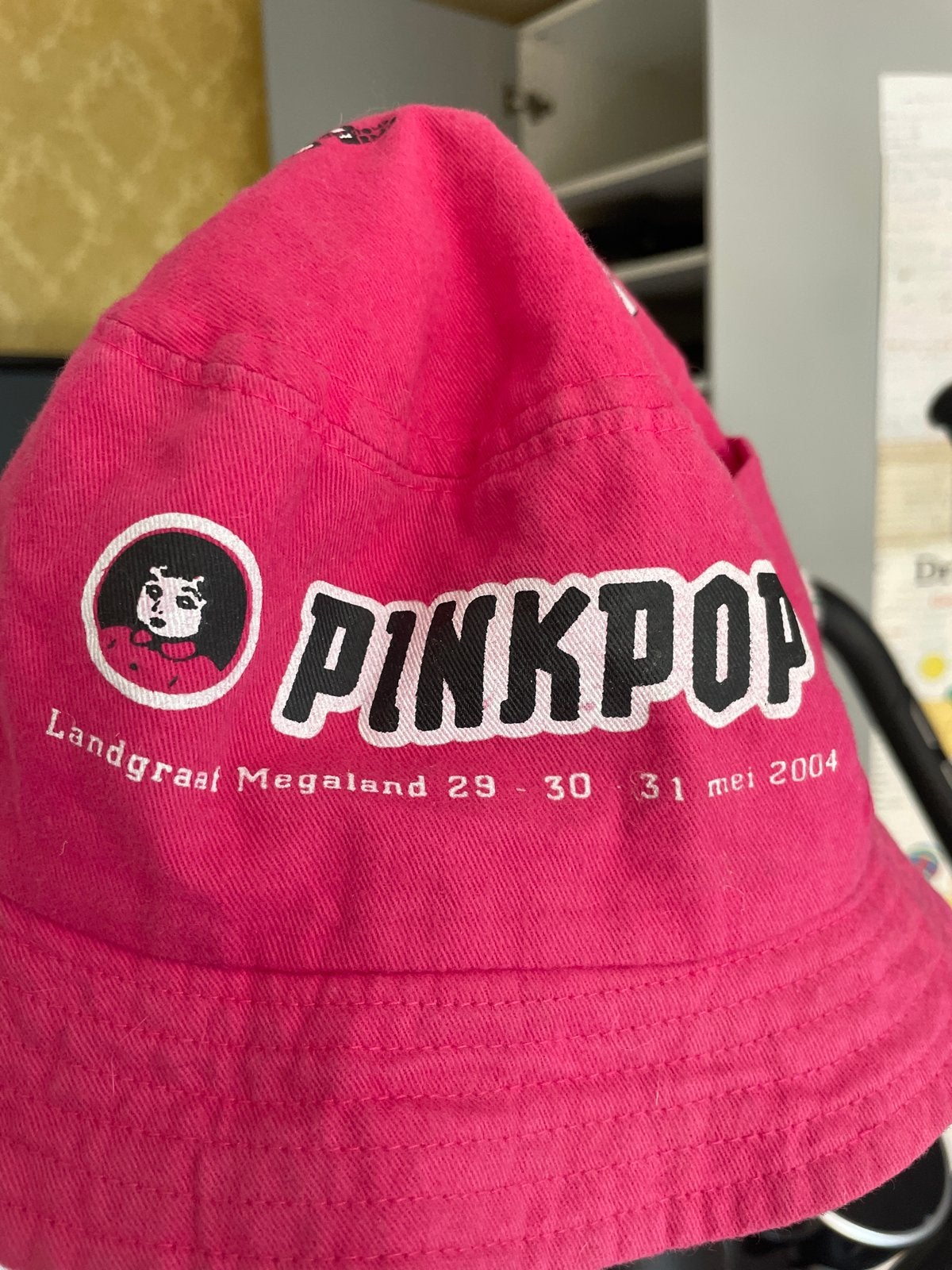 Roze Pinkpop 2004 Petje - Bucket Hat, Ophalen of Verzenden, Gedragen, One size fits all, Pet