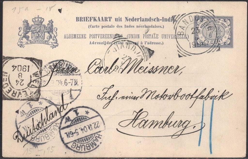 VK016 Kaart Nederlands Indie Vierkantstempel Bandoeng, Ophalen of Verzenden, Briefkaart