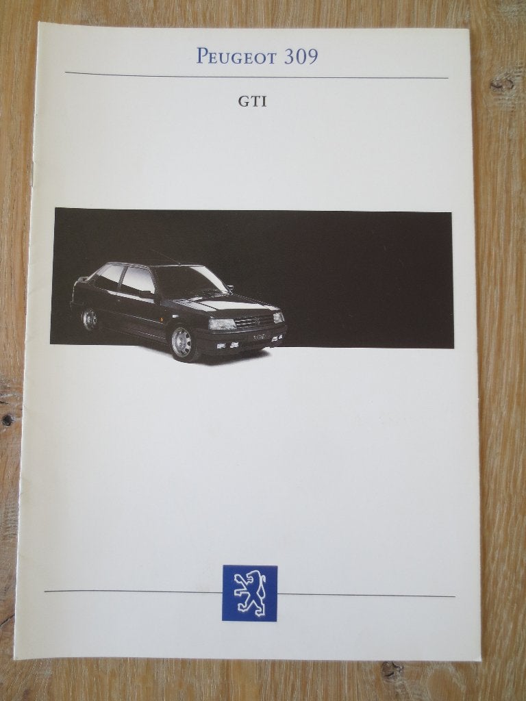 Autofolder : Peugeot 309 GTI - met 3 luik foto's  Nieuw 1993, Ophalen of Verzenden, Nieuw, Peugeot