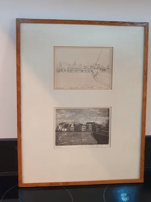 2 hele bijzondere zeldzame etsen Wim van der Meij Spaarne, Antiek en Kunst, Ophalen