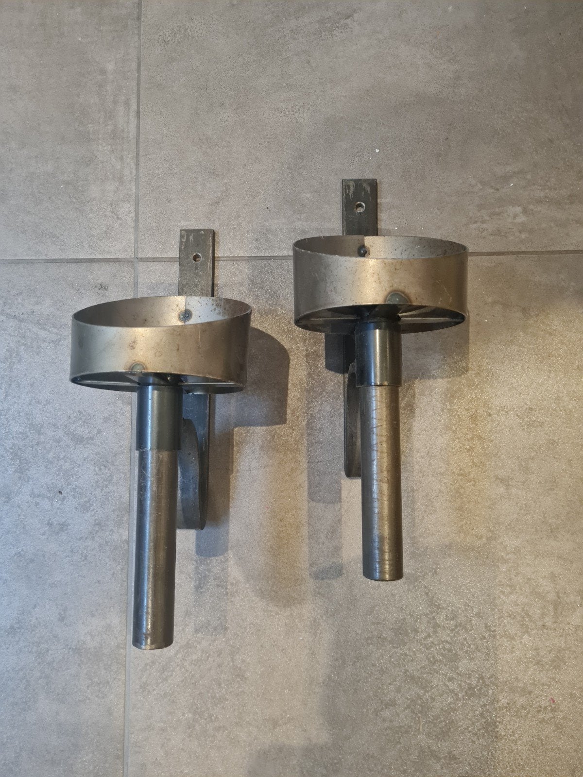 Twee stalen kandelaars, Ophalen of Verzenden