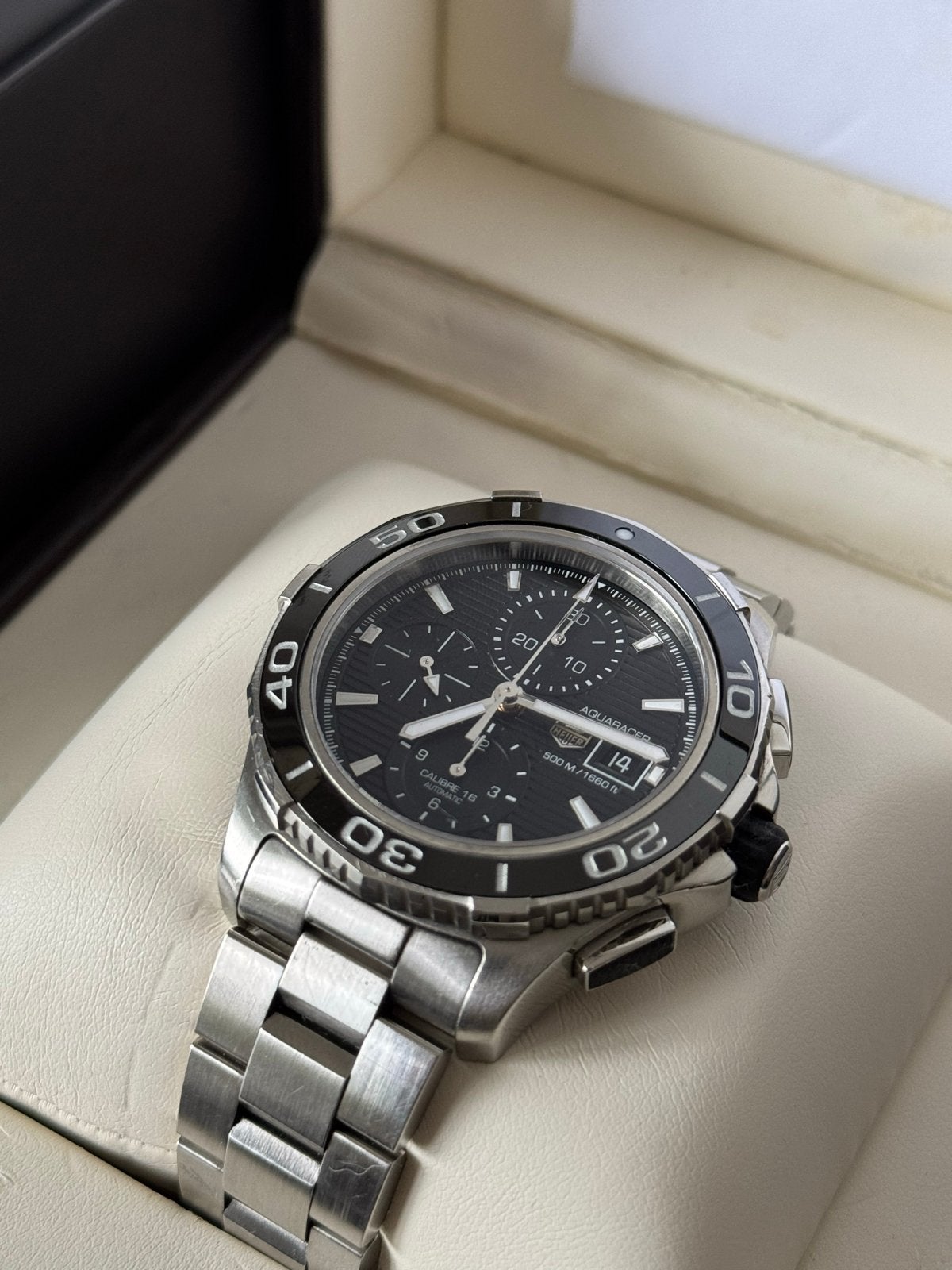 TAG Heuer Aquaracer Chronograaf Calibre 16 - CAK2110, Staal, Polshorloge, Ophalen of Verzenden, Zo goed als nieuw