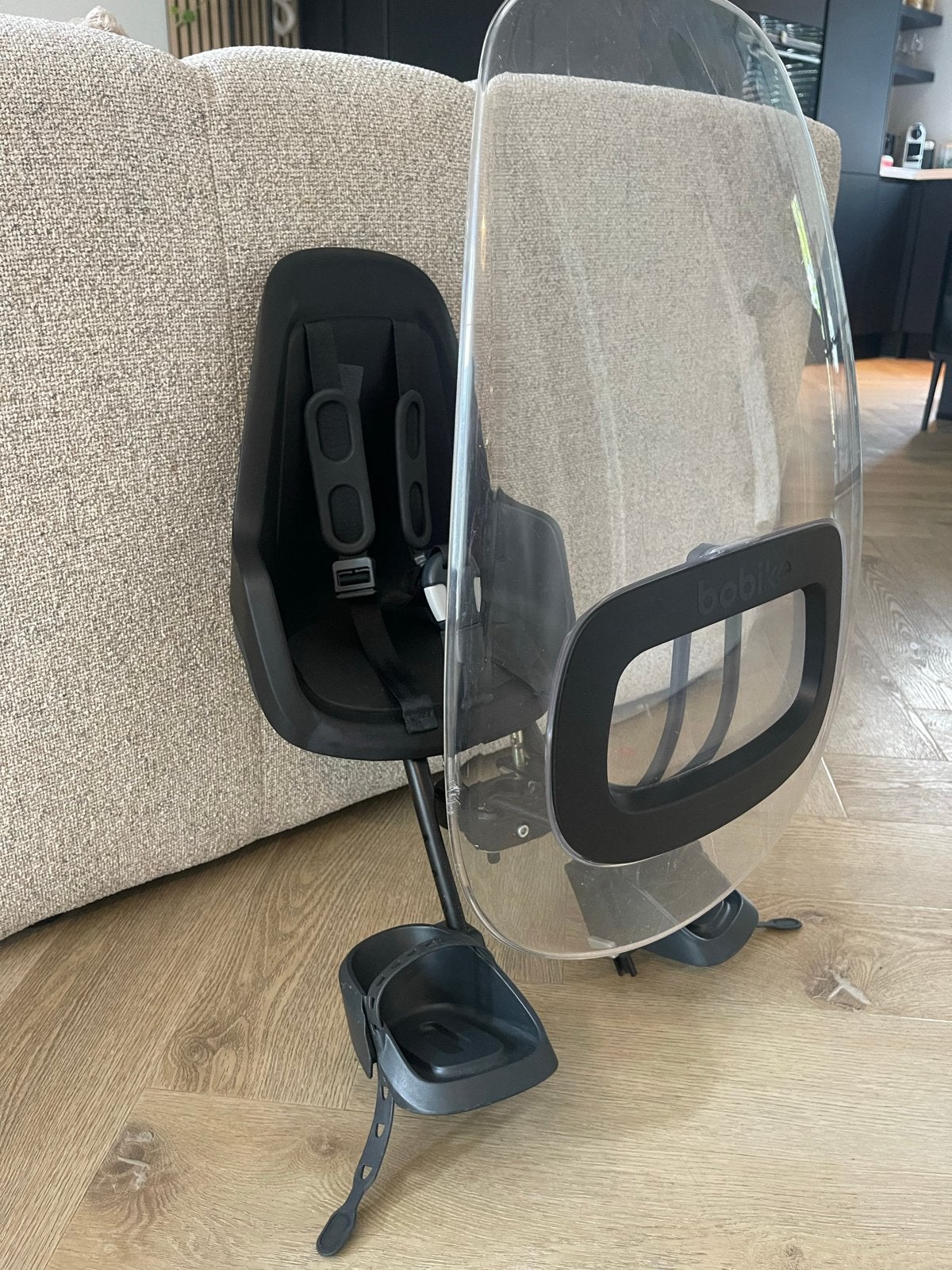 Bobike One Mini fietsstoeltje met windscherm, Ophalen, Voorzitje, 0 t/m 13 kg, Gebruikt