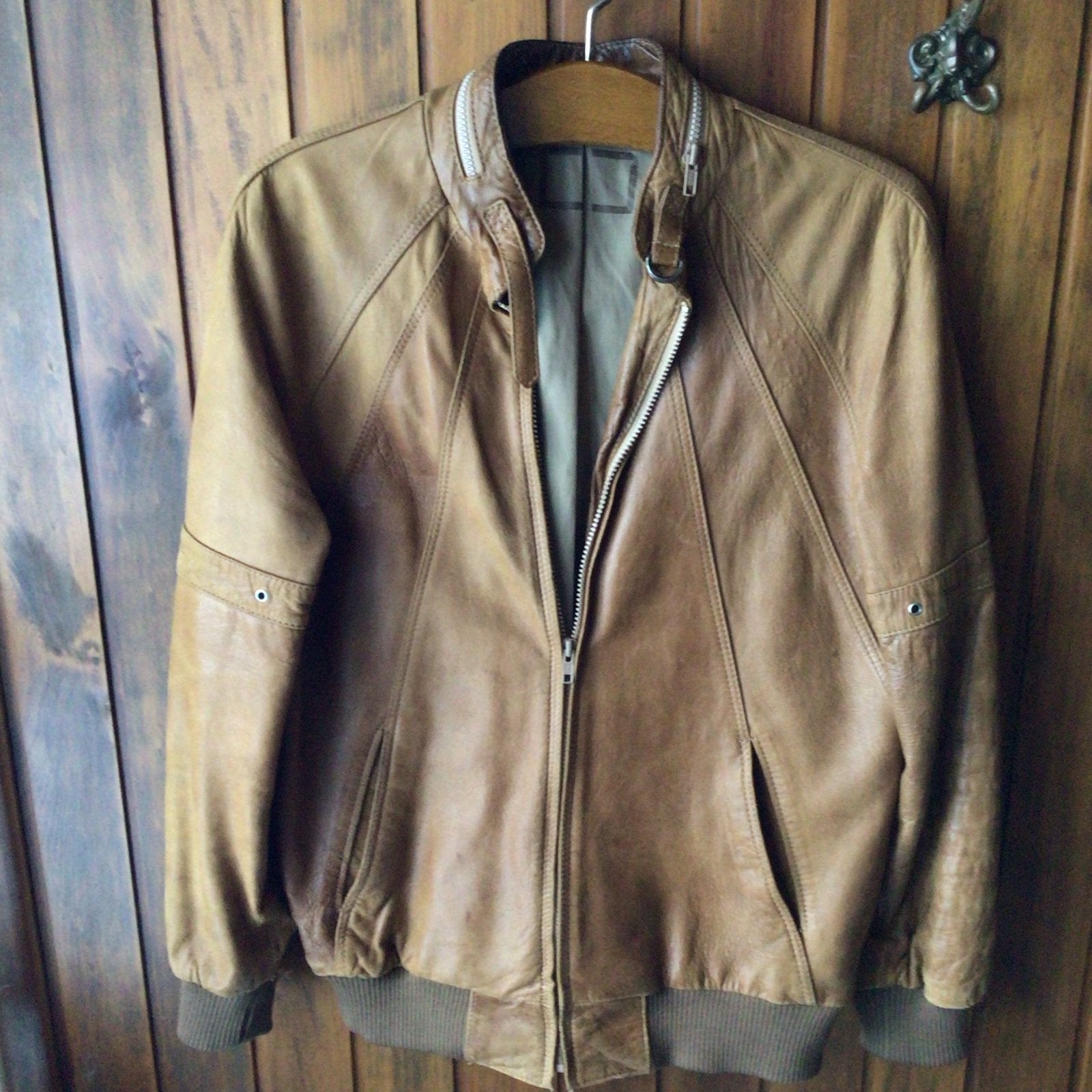 Vintage Leren Bomberjack - Bruin48/50, Ophalen of Verzenden, Gedragen, Maat 48/50 (M), Bruin