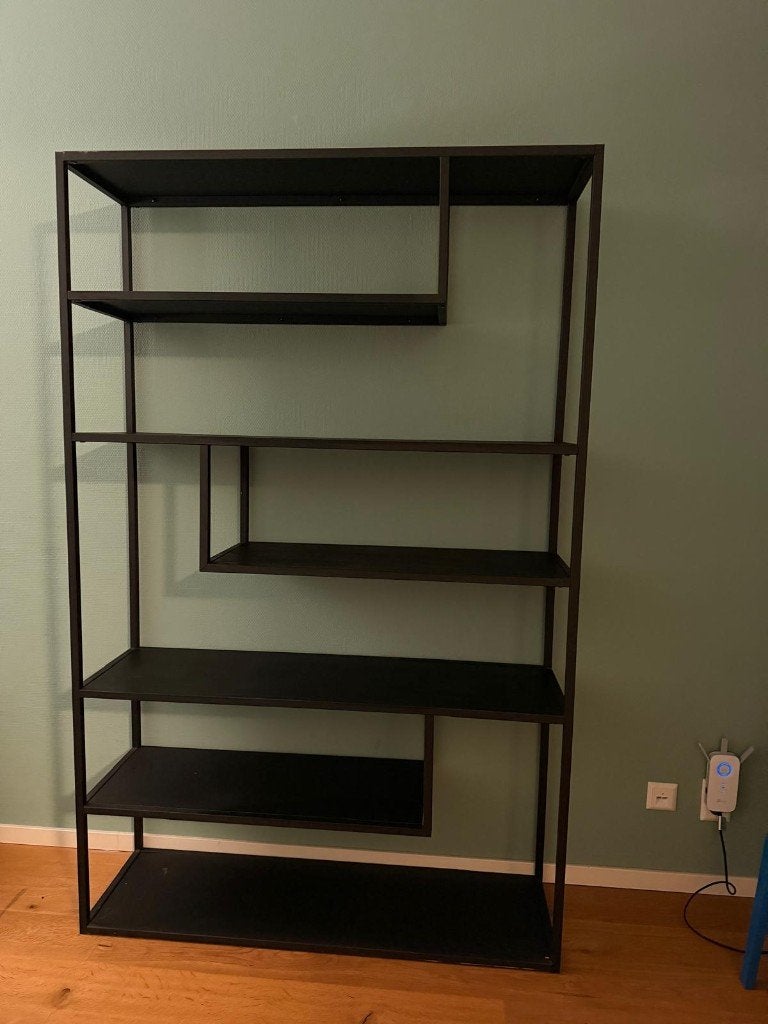 Boekenkast Teun 6 vakken - zwart - 188x120x35 centimeter, Ophalen, Met plank(en), Gebruikt, 100 tot 150 cm
