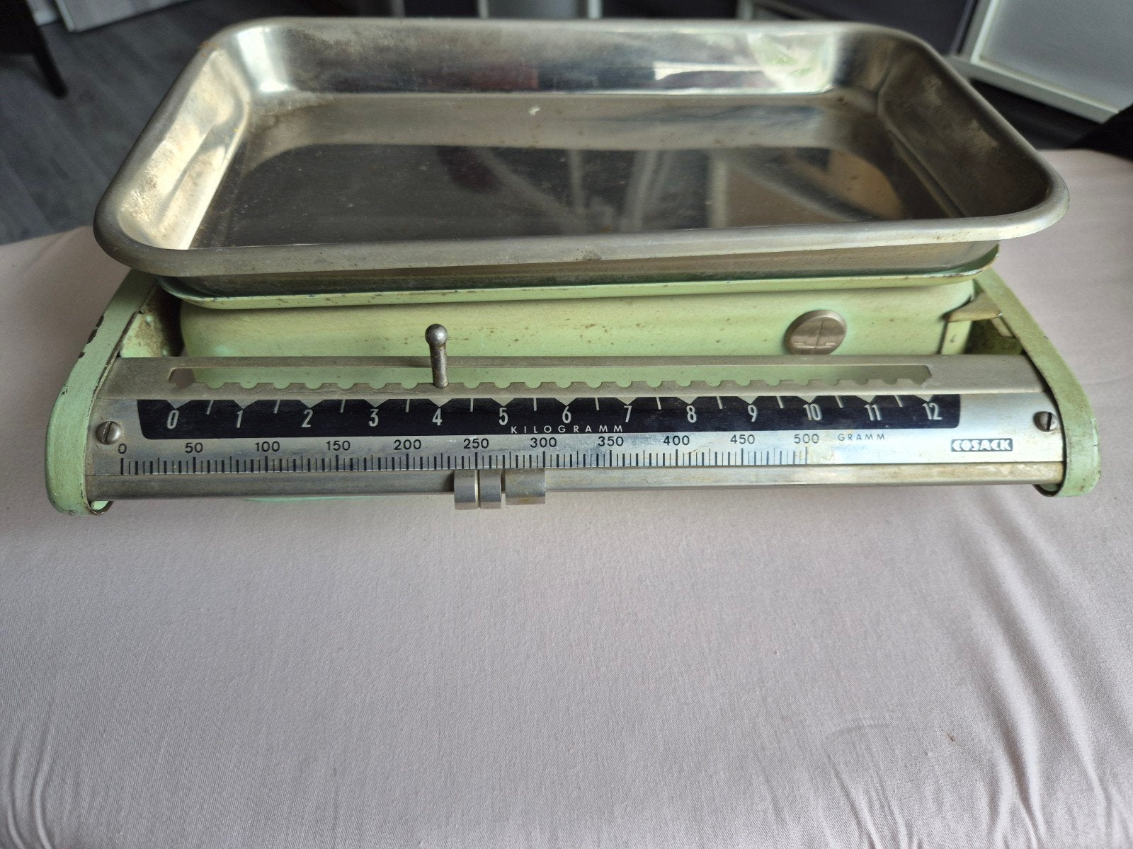 Vintage Kosack Weegschaal - Groen, tot 12 kg, Ophalen of Verzenden
