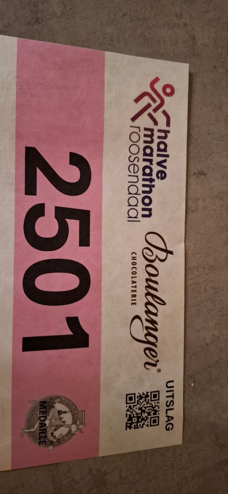 Startnummer Halve Marathon Roosendaal 4 oktober, Gebruikt, Overige typen, Hardlopen, Ophalen