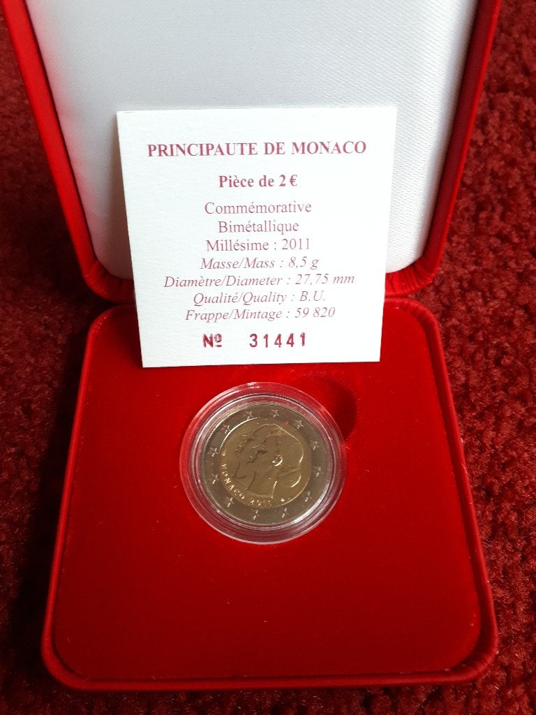 Monaco 2011: 2 Euro Huwelijk Albert Charlene (BU, cassette), Postzegels en Munten, Munten | Europa | Euromunten, Verzenden, Monaco