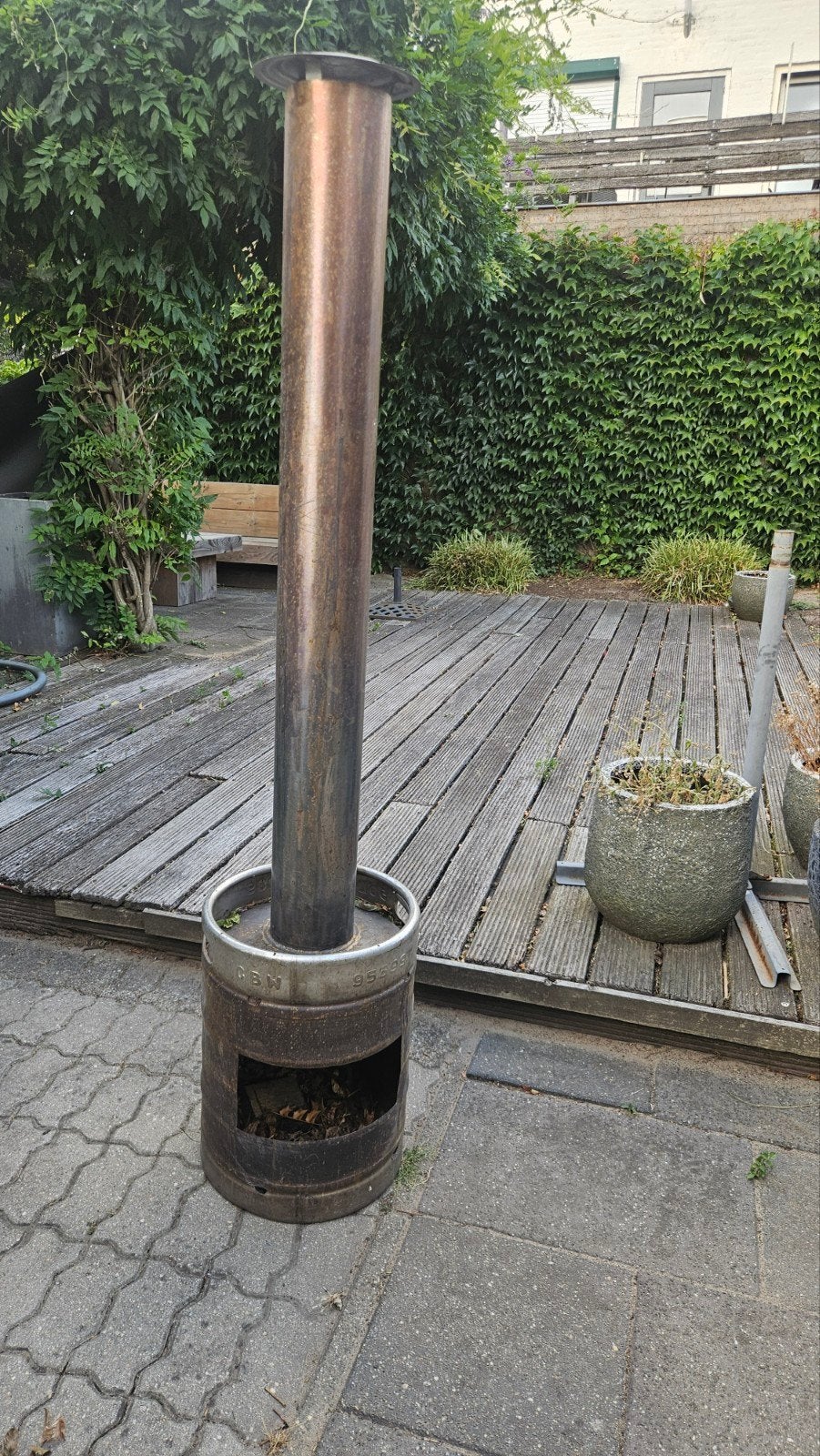 RVS Bierfust Tuinhaard / Terrashaard, Ophalen, Gebruikt