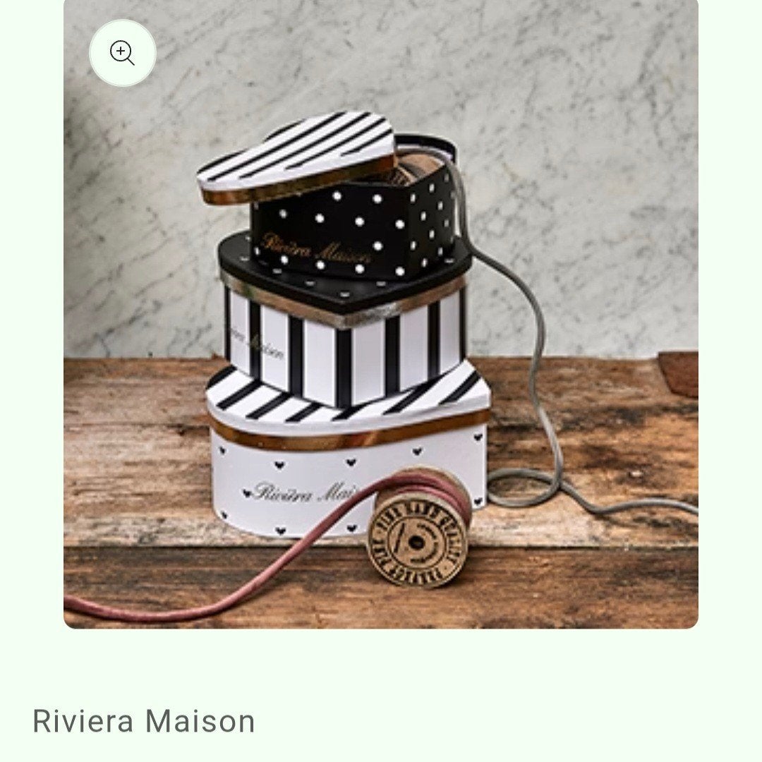 Riviera Maison Hart Boxen Set - Zwart/Wit Gestreept/Stippen, Huis en Inrichting, Woonaccessoires | Overige, Meerkleurig, Ophalen of Verzenden
