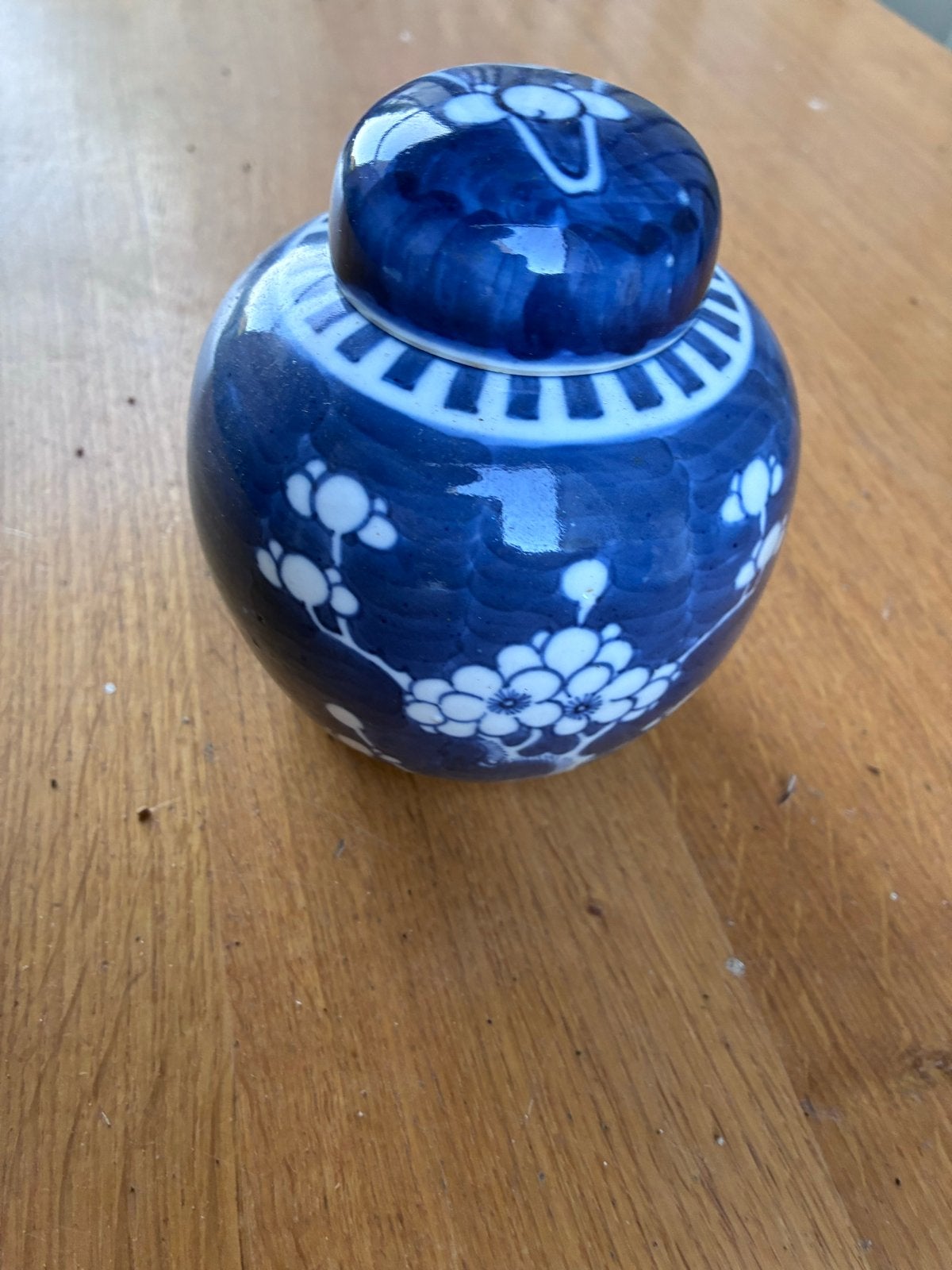 Blauw-witte gemberpot met bloemmotief, Ophalen of Verzenden