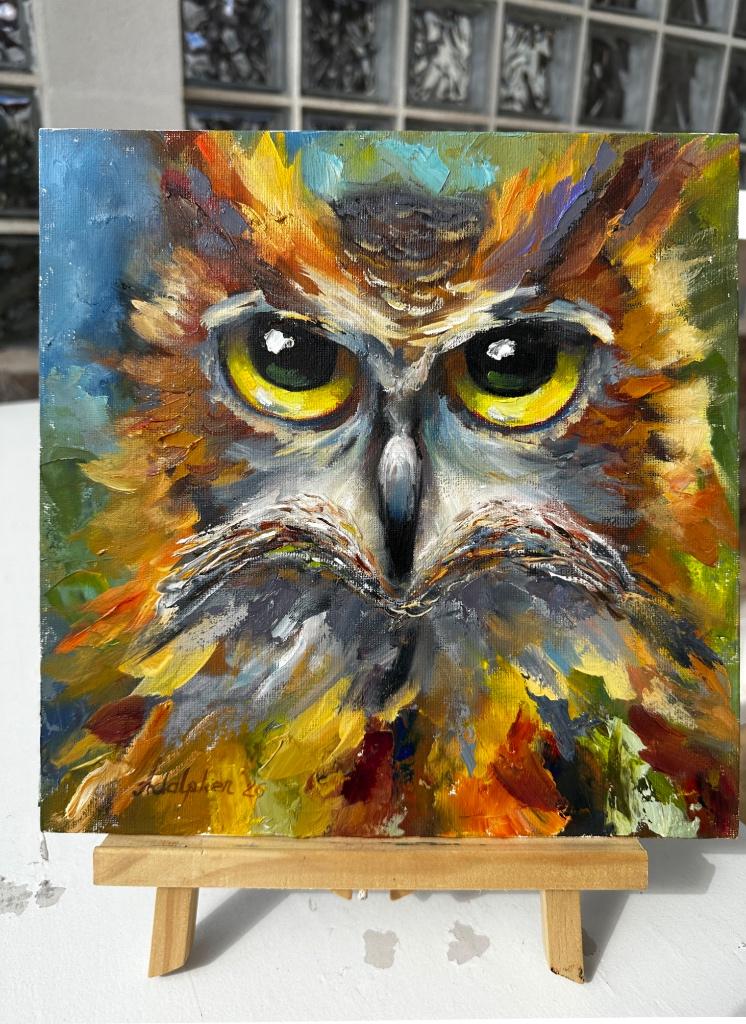Olieverf schilderijen: Uil, Minder dan 50 cm, Oorspronkelijke maker, Verzenden, Nieuw