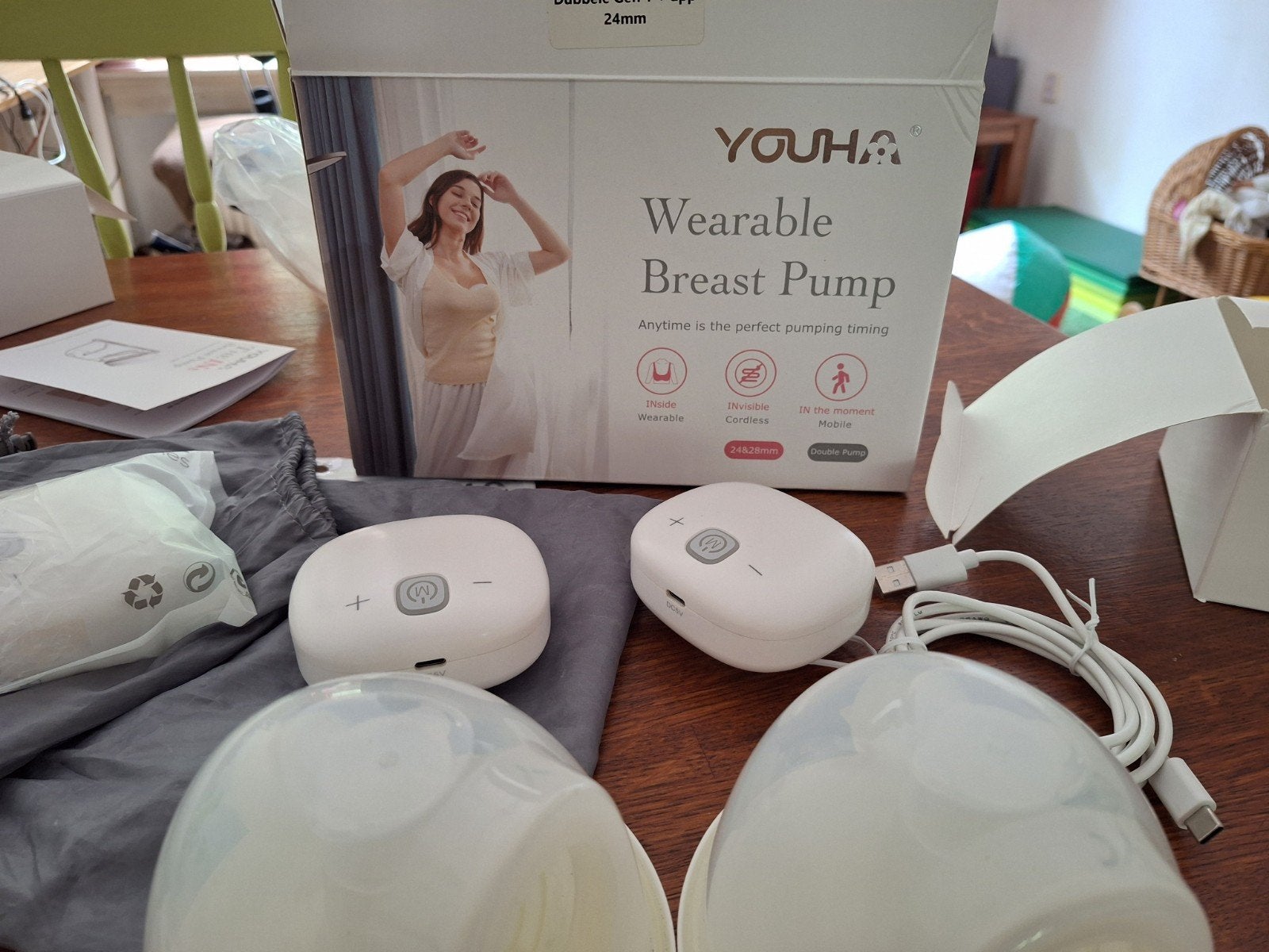 Youha The Ins - Handsfree Dubbele borstkolf met app & extras, Youha, Borstkolf, Ophalen of Verzenden, Zo goed als nieuw