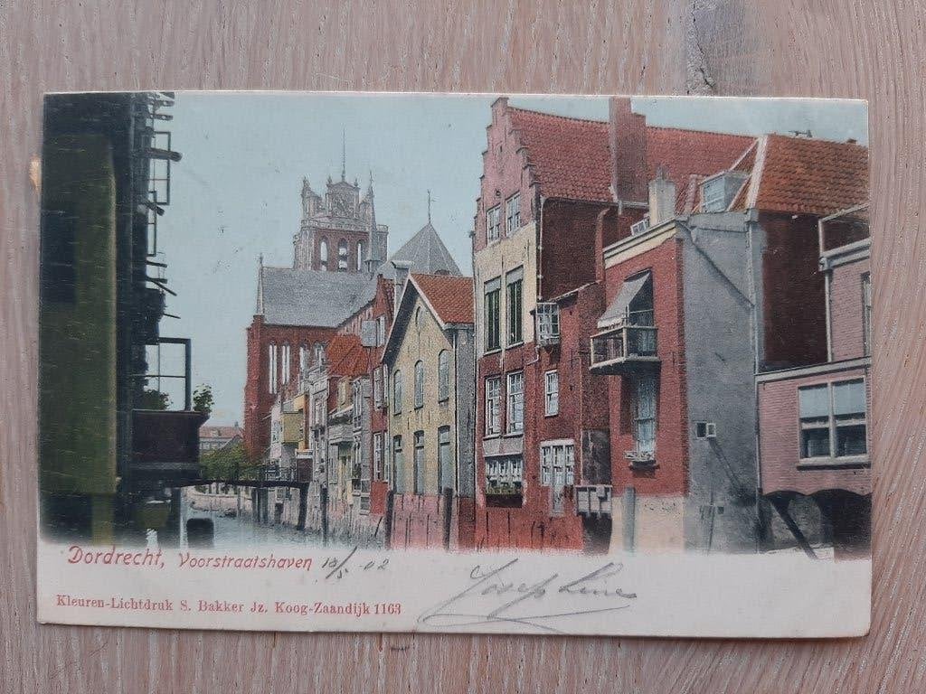 oude kaart Dordrecht, Voorstraathaven, 1902, Ophalen of Verzenden, Voor 1920, Gelopen, Zuid-Holland
